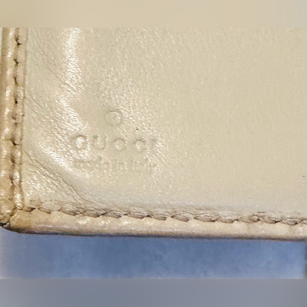 Gucci Cream Guccissima Embossed Leather Flap Continental Wallet GUC - Picture 3 of 9